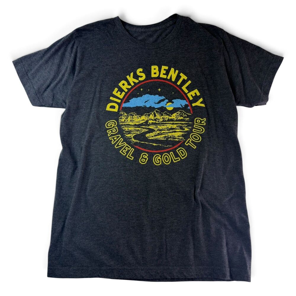 dierks bentley official 2023 gravel & gold tour tee  country music band merch m